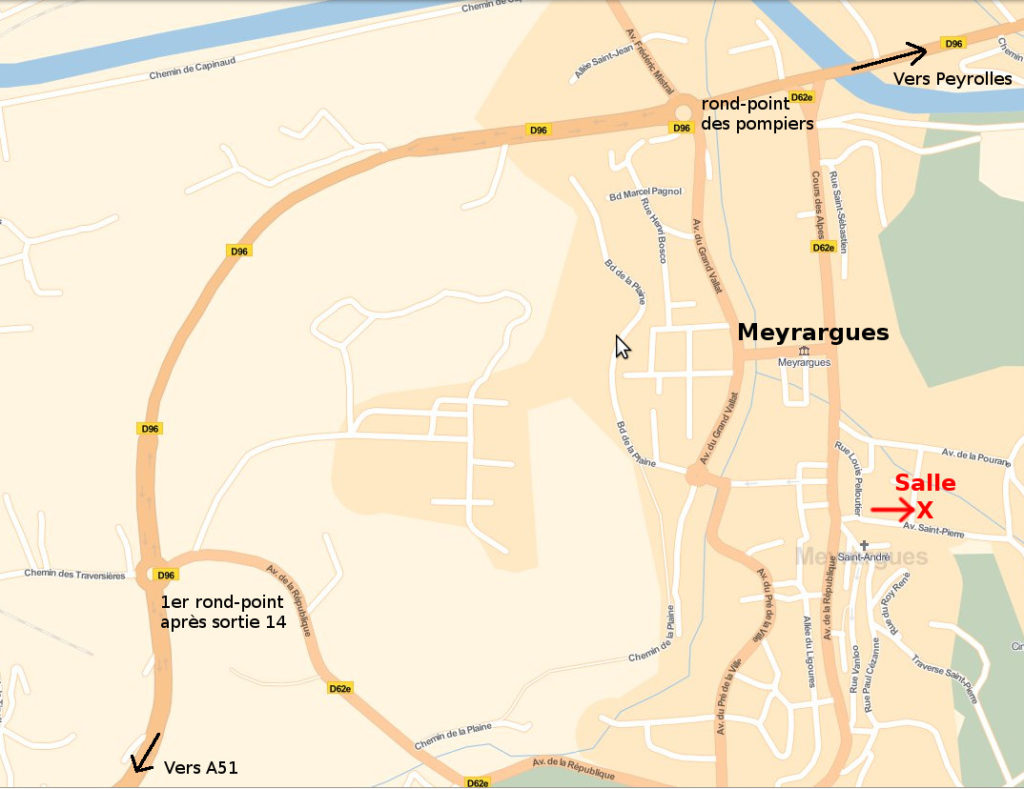 Plan pour trouver la salle MAC à Meyrargues.